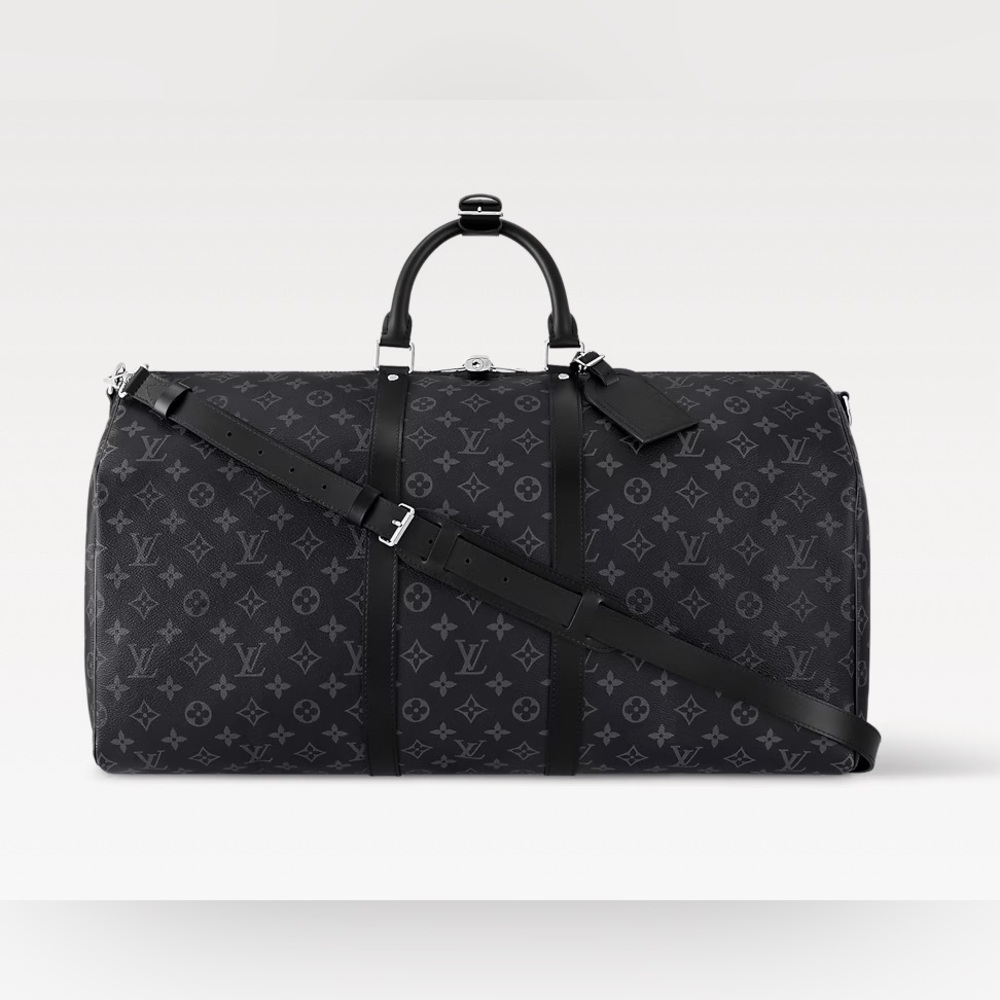 Louis Vuitton Keepall 55 Bandouliere Eclipse Black Travel Bag